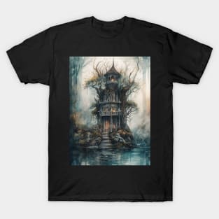 Gothic Futurism House in the Old Ancient Woods T-Shirt